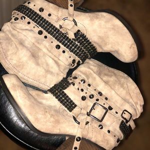 rhinestone heel booties